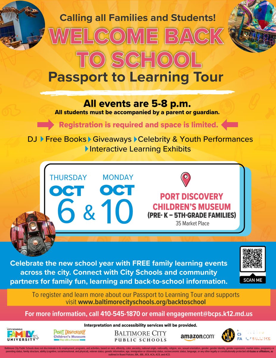 MRIPrograms's tweet photo. Join us tomorrow, October 8 and Monday, October 10th, for the next Welcome Back to School event with performances from Vanguard Collegiate, our Mt. Royal iDance students, and the LatinX Hip Hop Project of Lakeland. #MRIPRograms #Baltimorecity #Baltimoreartists https://t.co/WwAm8cwG9w