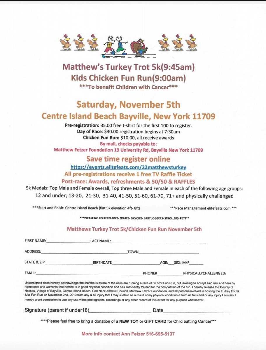 annfetzer's tweet photo. Matthew's Turkey Trot 5K 
November 5th 
Process benefit Children with Cancer https://t.co/JvQ8SdYsFb
