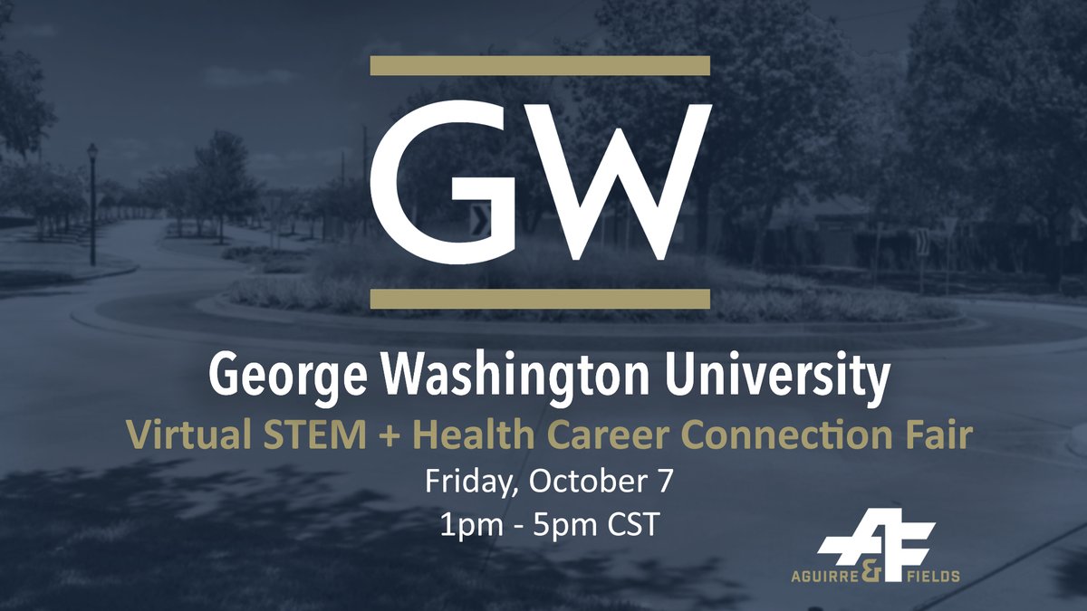 AguirreFields's tweet photo. What makes Aguirre &amp; Fields a #BestFirmsToWorkFor? Find out at the  @GWtweets Virtual GW STEM + Health Career Connection Fair tomorrow, 1pm - 5pm CST! 

https://t.co/STONbDSPIB

#AguirreFields #EngineeringInnovators #BFTWF https://t.co/CMc48k7LE7
