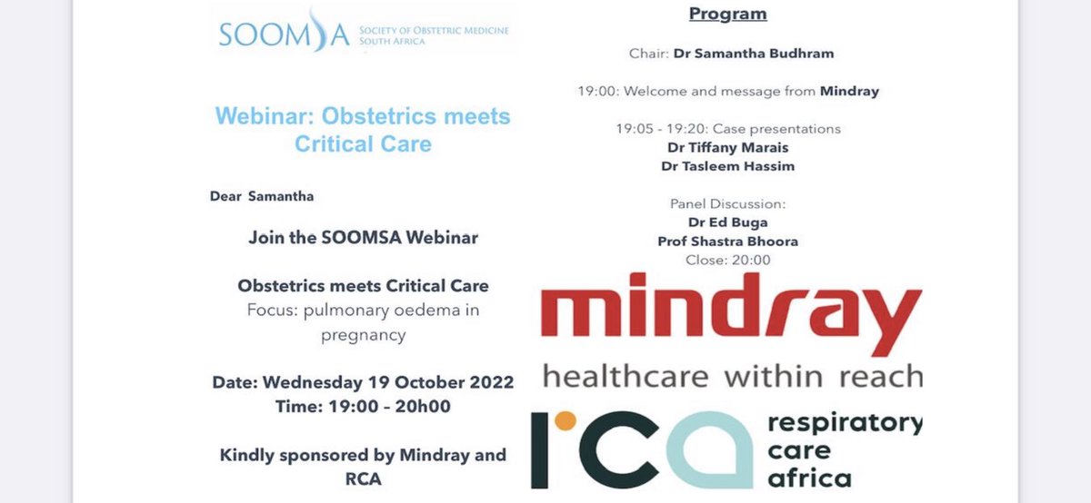 4budhram71's tweet photo. Join this exciting SOOMSA webinar https://t.co/fOGS95CfhD @JZamps @Edbuggie @shastrabhoora @LizemarieWium @ObstetricMedSA https://t.co/g7ToJqnrBf