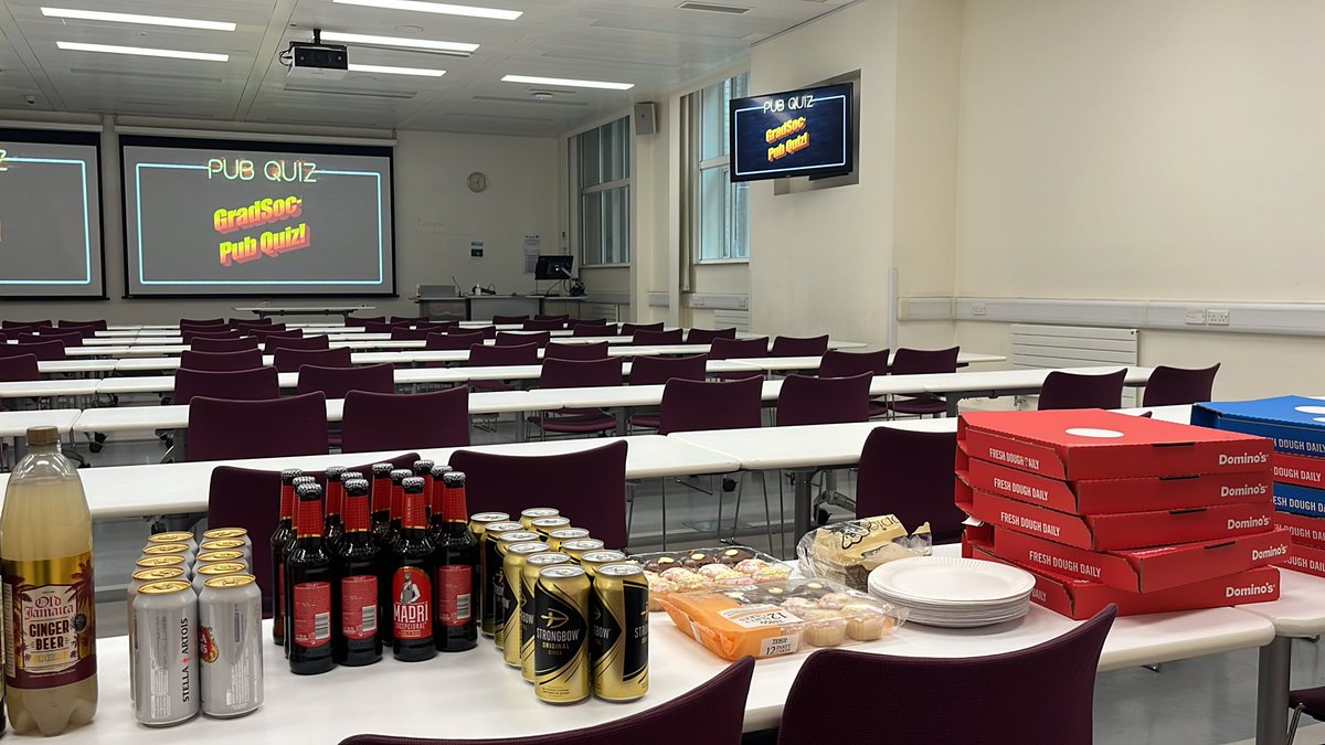 ESEgradsoc's tweet photo. We are set for the pub quiz. Come grab free drinks, pizza and prize in G.41 @ESEImperial https://t.co/u1IVnejG20