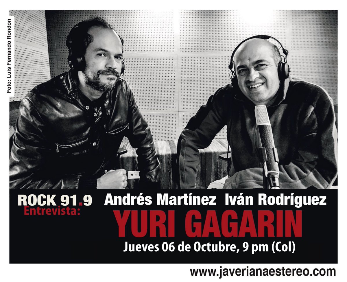 Hoy a las 9pm revivimos este programa dedicado a la historia del segundo disco de la agrupación bogotana de los años 90s Yuri Gagarin junto a Iván Rodríguez y Andrés Martínez (<a href="/MONARETA/">MONARETA</a>) no se lo pierdan solo por <a href="/Javeriana919fm/">Javeriana Estéreo Bogotá</a>
