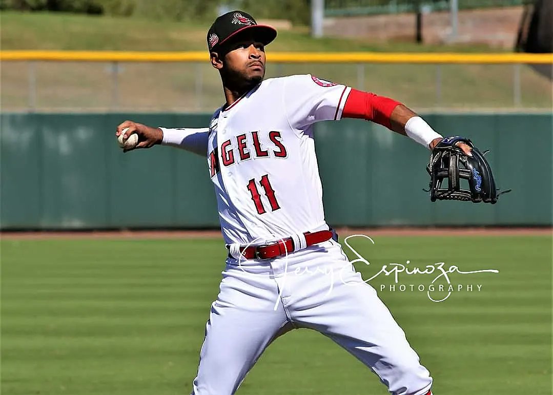 JEspinoza1634's tweet photo. Los Angeles Angels Werner Blakely going all out again to attempt a catch into the rail. Arizona Fall League 10/5/22 Peoria at Scottsdale. https://t.co/Tye0hCKmiO