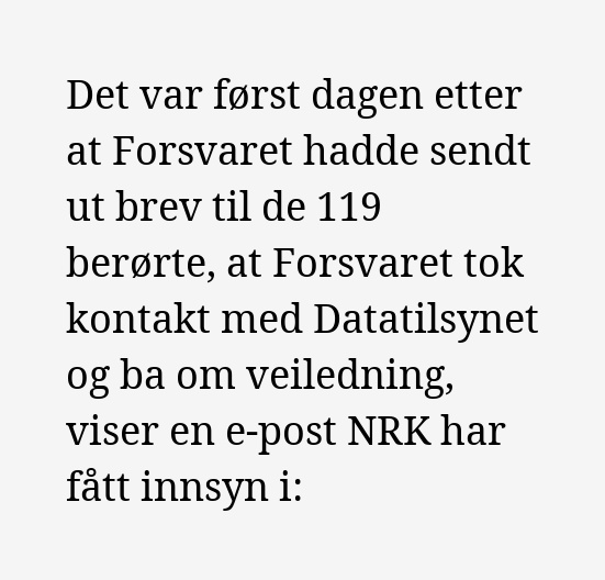 NRK: Forsvaret sendte sensitive varslingssaker til konsulenter før de informerte berørte nrk.no/norge/forsvare…