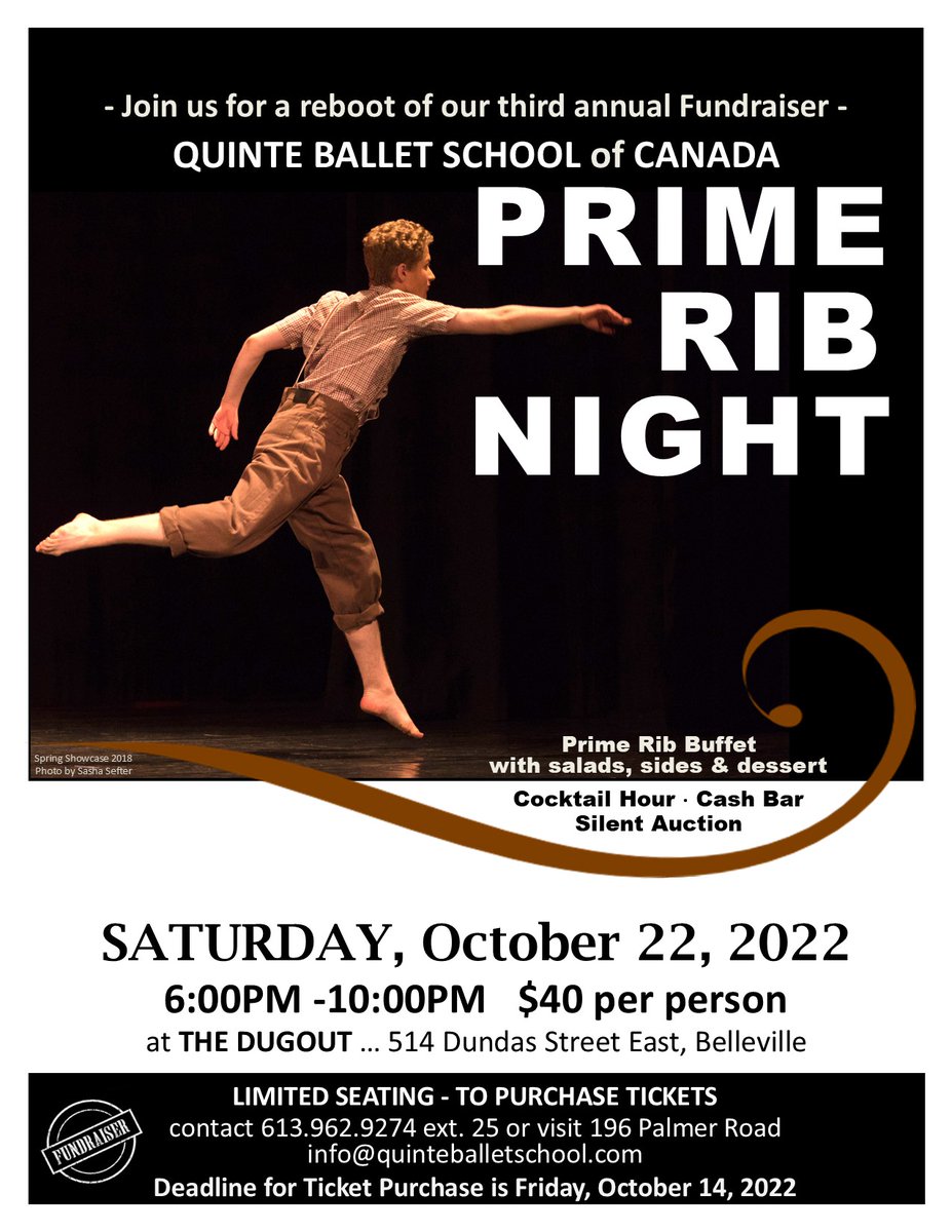 It's Fundraiser time!! Tickets are selling fast! #fundraiser #quinteballetschool #food #FeedMe