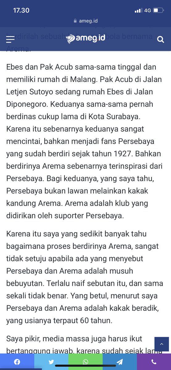 Menutup perdebatan malam ini, izinkan saya berbagi cerita dari bapak saya. Bahwa sejatinya, Arema didirikan oleh dua orang yang nge fans dengan Persebaya. ameg.id/pejuang/