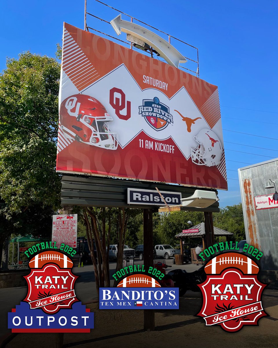 ktoutpost's tweet photo. TX OU DAY is this Saturday ya’ll 🏈

We open our doors at 10 AM, come on out for the 11 AM kickoff with us!!

*Sound will be on inside &amp; outside! 📺🔊

#RedRiverShowdown https://t.co/4XK1U7rOv0