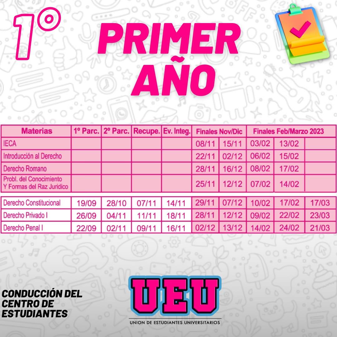 UEUDerecho's tweet photo. Fechas de parciales y finales! De 1°, 2 ° y 3 ° derecho! https://t.co/tOf1vmh6Wd