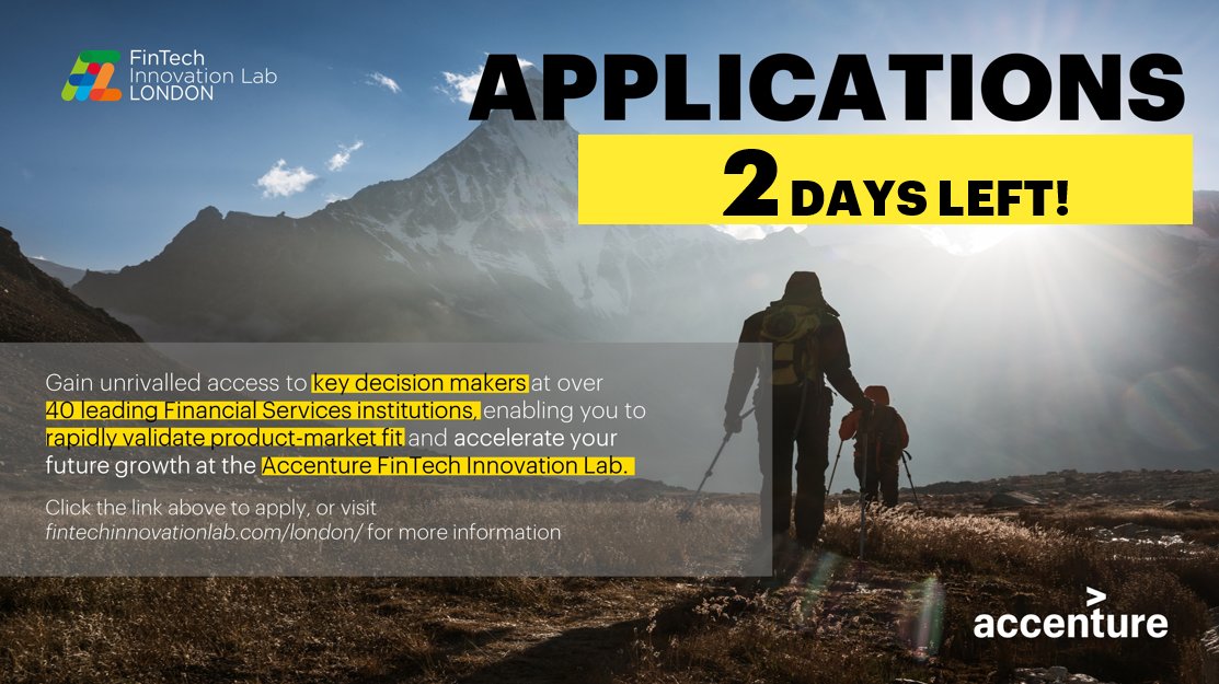 FinTechLabLDN's tweet image. 🛑 FIL Applications - 2 Days Left 🛑
Applications to our 2023 FinTech Accelerator Programme close Friday 7th of October 📆 so don't miss the date.
➡️ You can apply to join our Accelerator here: lnkd.in/ec8RCx2M
To your success #fintech #innovation #fintechaccelerator