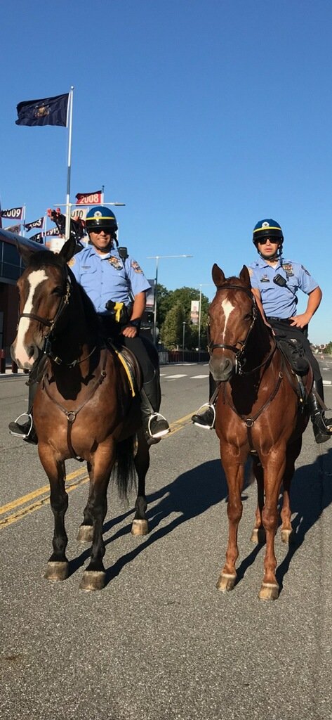 PPDMountedUnit's tweet photo. Representing #PPDMountedpatrol, are Officers Oquendo and Norat #HispanicHeritageMonth #Ppd https://t.co/VQrPZO1GJg