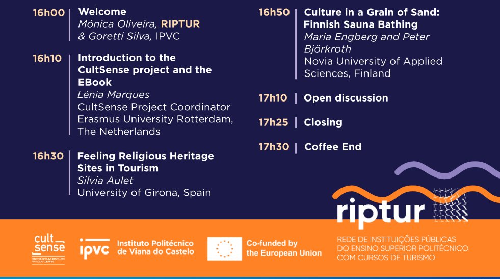 ipvc_twit's tweet photo. #Webinar “Creating Cultural Understanding Through Travel” - @Cultsense1
📅12 out. 
⌚️16h - 17h30 (PT)
✔️Híbrido
✔️Gratuito
Evento @ipvc_twit em parceria com a Rede de Instituições Públicas de Ensino Superior com Cursos em #Turismo – #RIPTUR 
Inscreve-te!👇
https://t.co/mTWaR1Anlb https://t.co/AALWRxN97N