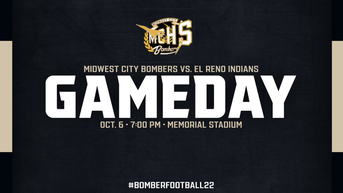 Tyler Caid (@tcaid) on Twitter photo Thursday night game for the BOMBERS!! Traveling to El Reno for our 3rd district game. Come support the BOMBERS!! <a href="/MidDelAthletics/">Mid-Del Athletics</a> <a href="/Darrell26236113/">Darrell Hall</a> <a href="/LoweRandon/">Randon Lowe</a> <a href="/LastLetterC/">(DBC) Dominque Barnes-Carn</a> <a href="/CoachD777/">Chauncey Dana</a> <a href="/coachmitchell17/">John Mitchell</a> <a href="/kjbreckenridge/">KJ Breck</a> <a href="/MWC_Beacon/">Midwest City Beacon</a>
#BOMBERFOOTBALL22 Thursday night game for the BOMBERS!! Traveling to El Reno for our 3rd district game. Come support the BOMBERS!! <a href="/MidDelAthletics/">Mid-Del Athletics</a> <a href="/Darrell26236113/">Darrell Hall</a> <a href="/LoweRandon/">Randon Lowe</a> <a href="/LastLetterC/">(DBC) Dominque Barnes-Carn</a> <a href="/CoachD777/">Chauncey Dana</a> <a href="/coachmitchell17/">John Mitchell</a> <a href="/kjbreckenridge/">KJ Breck</a> <a href="/MWC_Beacon/">Midwest City Beacon</a>
#BOMBERFOOTBALL22