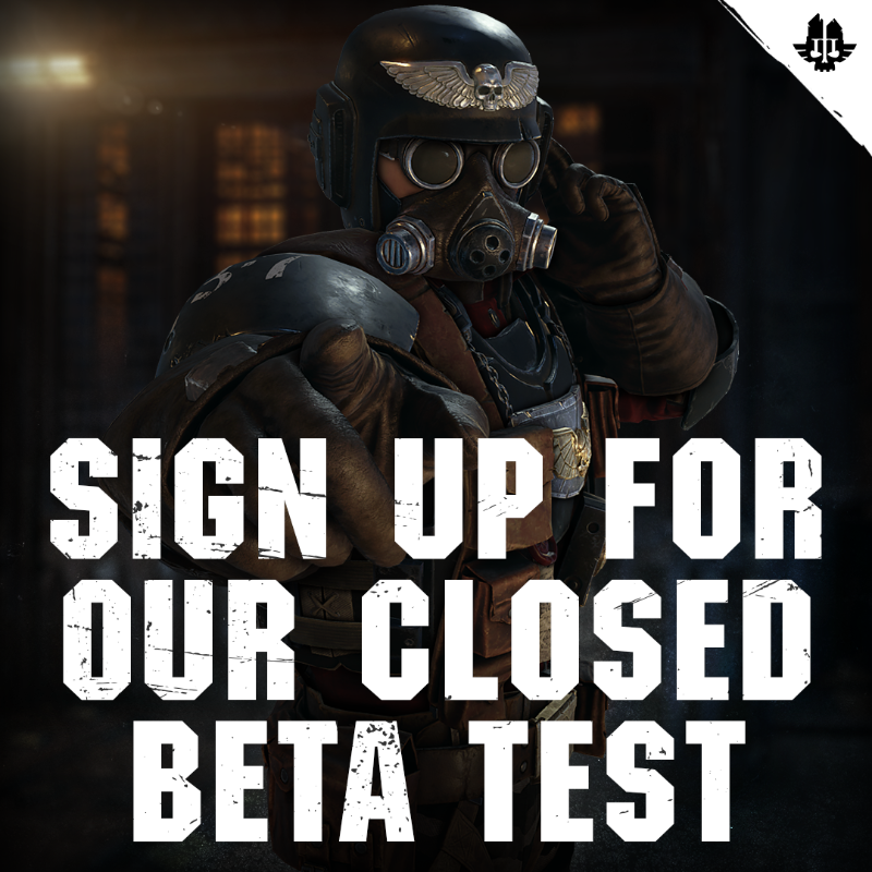 Darktide40K's tweet photo. The Closed Beta Test is just around the corner - we need c̵a̵n̵n̵o̵n̵ ̵f̵o̵d̵d̵e̵r̵.. ehh.. Rejects who'll fight for the Master of Mankind. Get to it!