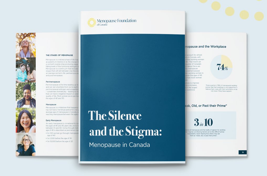 MenopauseFdnCan's tweet image. Today @MenopauseFdnCan released a landmark national research report revealing the steep toll of silence &amp;amp; stigma on Canadian women as they go through menopause. Read. Share. bit.ly/3Ek8blt 
#MenopauseMonth #WorldMenopauseMonth