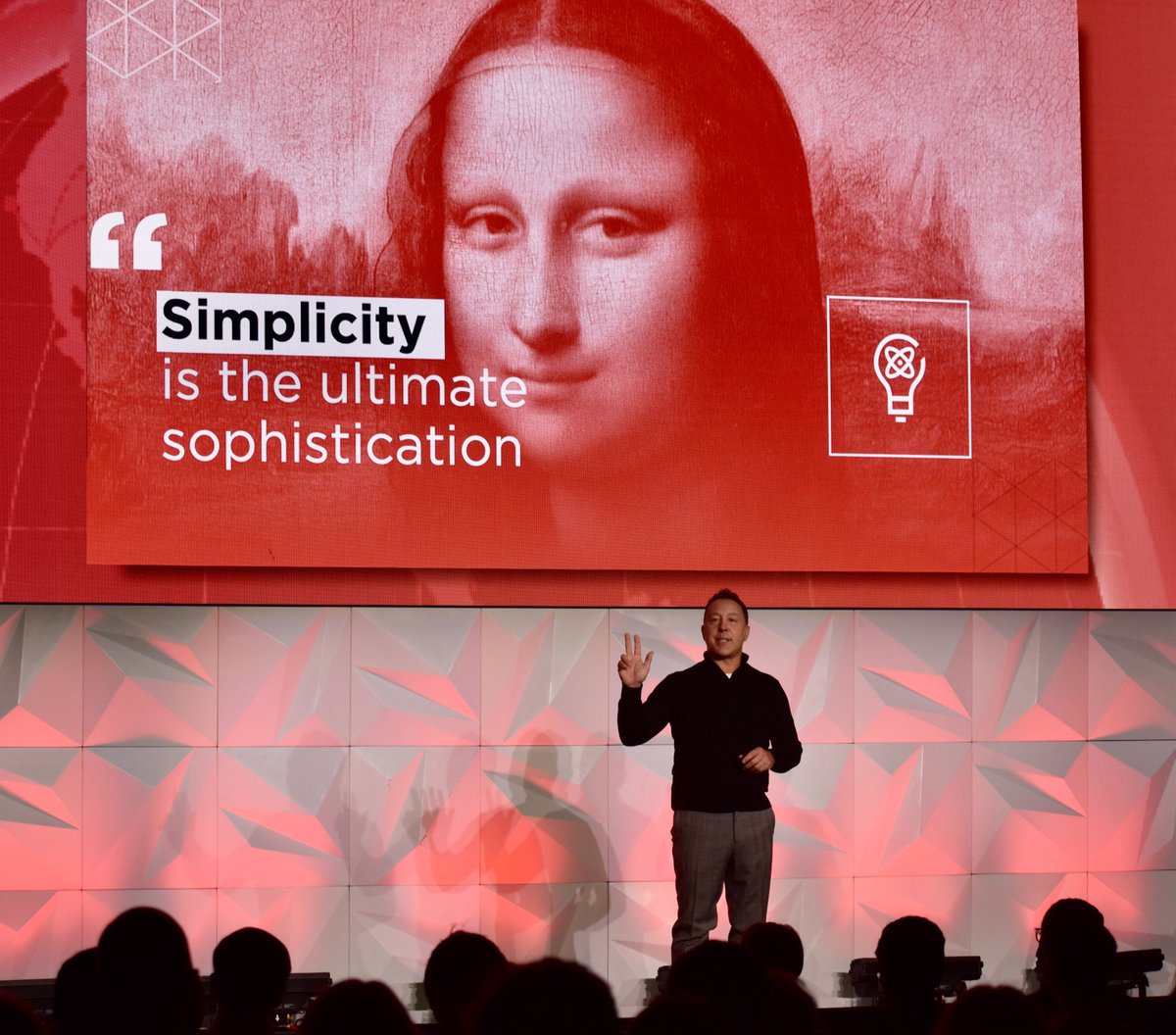 pingidentity's tweet photo. Our CEO @andredurand taking the stage at #PingYOUniverse Austin, TX today, diving into his opening keynote on architecting simplicity—“the ultimate sophistication” #DaVinci https://t.co/I3GPw9vOmh