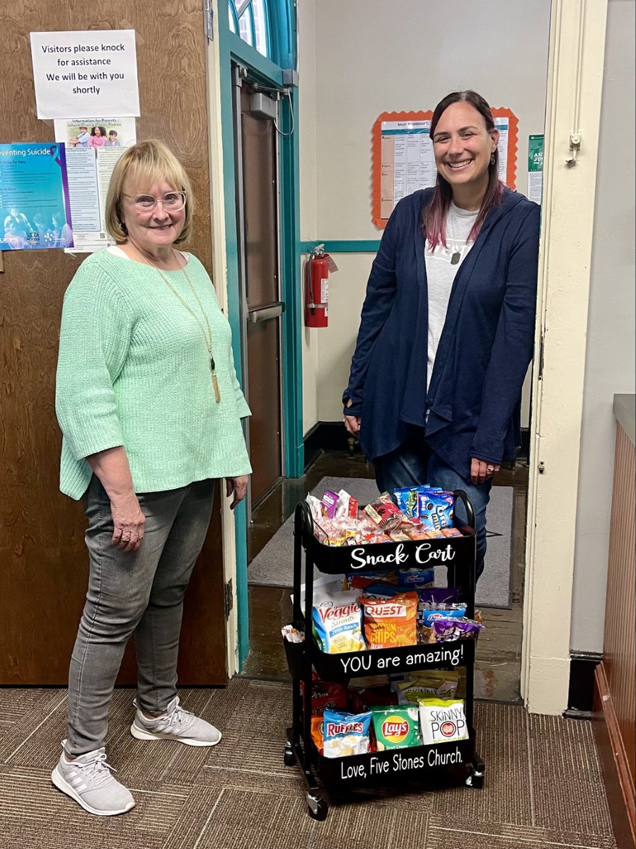 SouthProvSchool's tweet image. Thank you Five Stones Church for the wonderful donation of a snack cart for our staff! We are very grateful for the support for our staff!