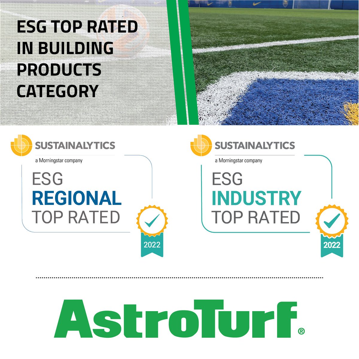 AstroTurfUSA's tweet photo. AstroTurf parent company, Sport Group Holding, received an updated ESG rating from Sustainalytics. 

See the rating here: https://t.co/Mh2pzW86Dv

A big thanks to Sport Group for their ongoing commitment to sustainability and innovation!

#Sustainalytics #AstroTurf #SportGroup https://t.co/L1Tcq7krrn