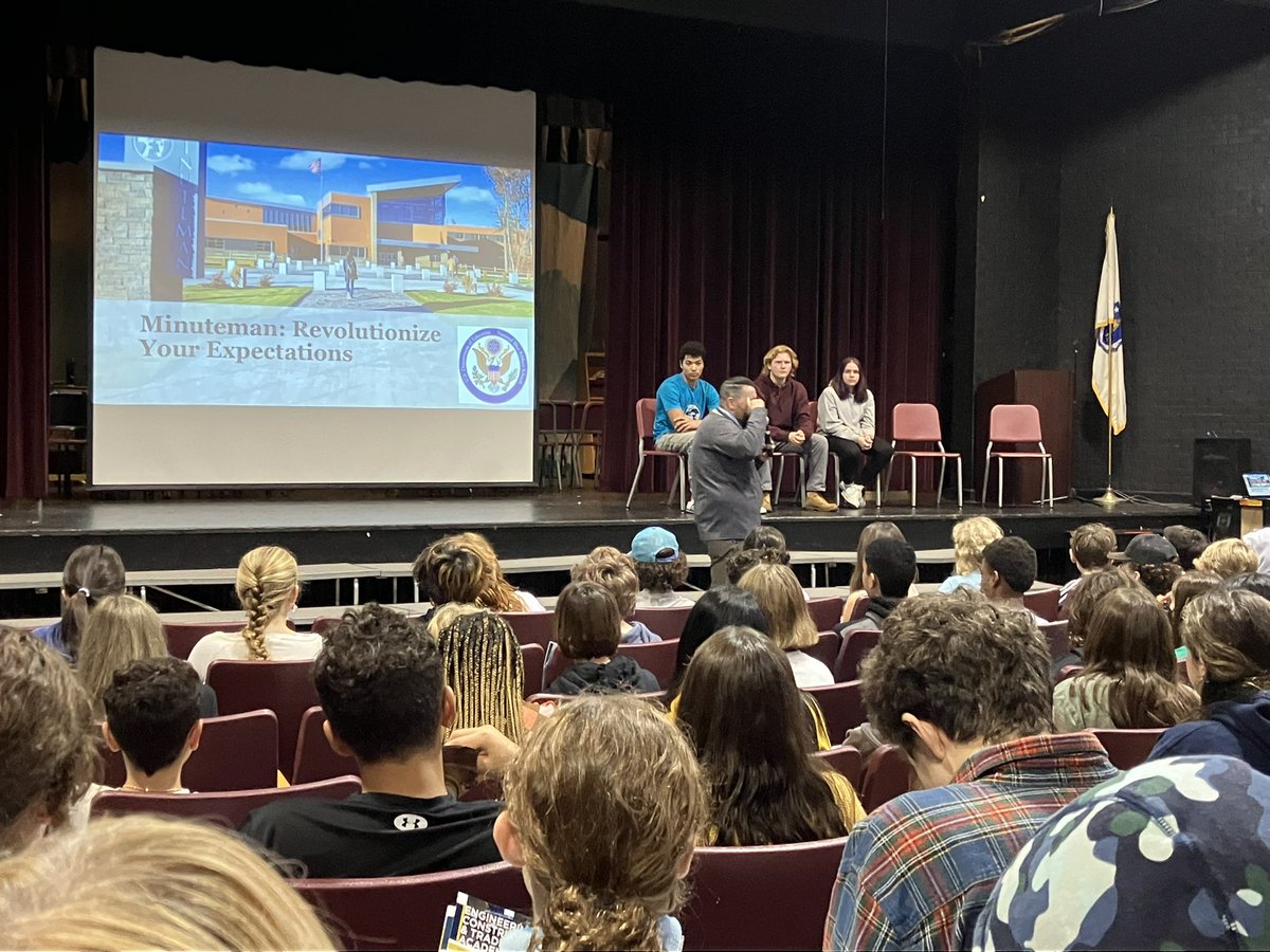 Thank you to <a href="/MrChiariello/">Anthony Chiariello</a> and the wonderful students ambassadors from <a href="/MinutemanHS/">MinutemanHighSchool</a> for an informative presentation about your awesome school. Our 8th graders listened with rapt attention. We look forward to your open house in November. <a href="/cps_cchs/">CPS CCHS Super</a> <a href="/CMS_ConcordMA/">Concord MS</a>