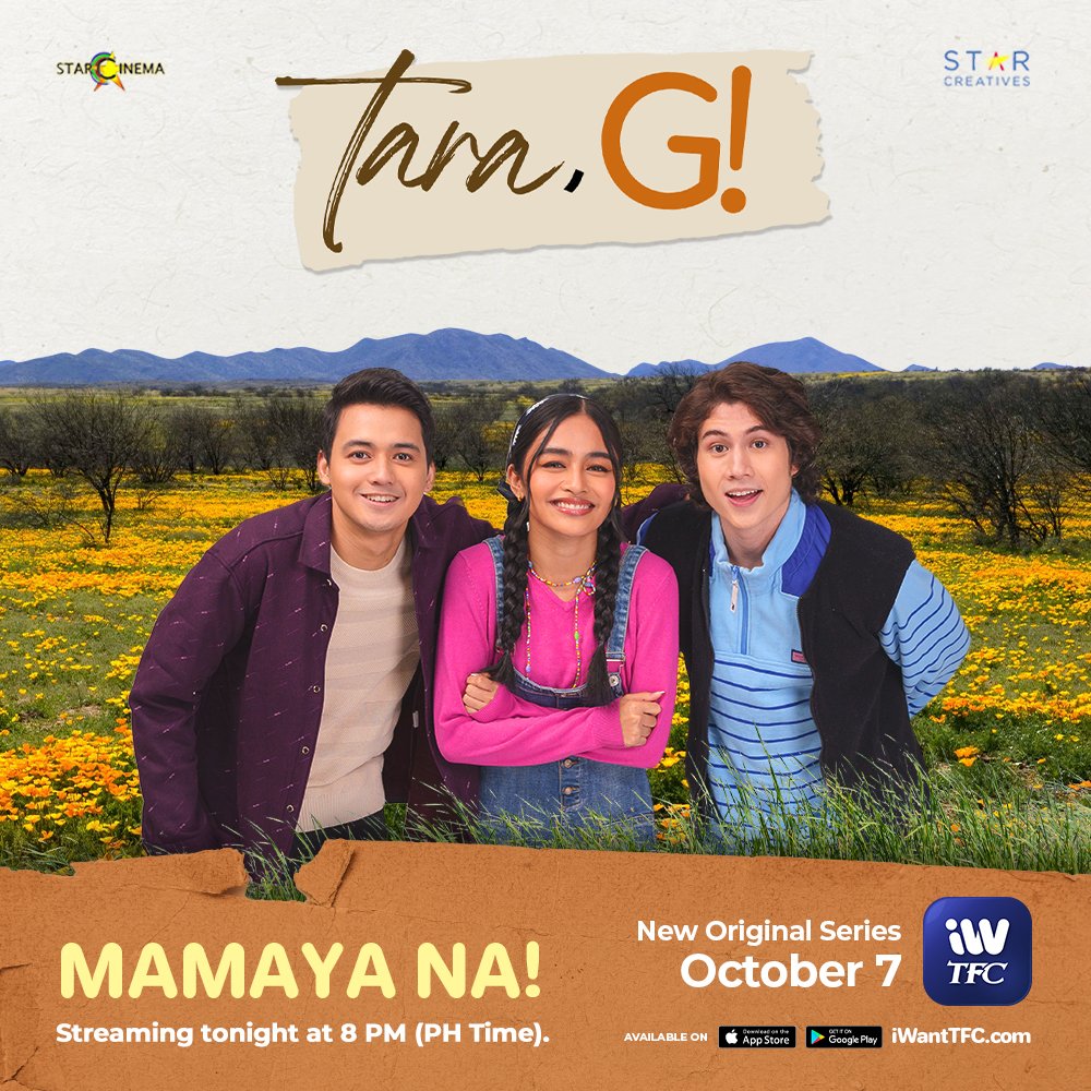 ofc_iwant's tweet photo. Oh! Walang iwanan sa ere ah! Sabay-sabay nating kilalanin mamaya sina Smith, Jengjeng at Will!
Catch the worldwide premiere of #TaraG tonight at 8PM (PH Time) on iWantTFC!

@StarCinema @StarCreativesTV https://t.co/rWFNGxic94