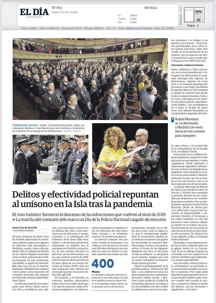 MarcelaPosca's tweet photo. Entrega de placa en el día de la Policía Nacional.  Un acto muy emotivo y de reencuentros.  Solo trabajando en equipo logramos buenos resultados 🤝@polprcanarias #SUC @112canarias https://t.co/BARhK1JCqB