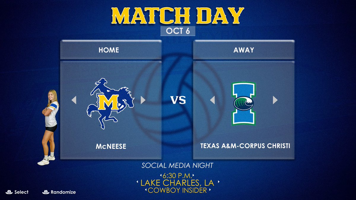 McNeeseVball's tweet photo. Social media night at Legacy Center📱

🆚 Texas A&amp;M-CC
📍 Legacy Center 
⏰ 6:30 P.M.
📺 https://t.co/tnfnmjSr9x
📊 https://t.co/HCP9NuUnxq

#GeauxPokes https://t.co/8BClu8W6Bu