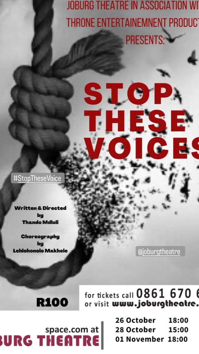 Successmotlele3's tweet photo. #StopTheseVoice #joburgTheatre
Hello family I am pleased to share this with you.A show that will be taking place at Joburg theater, a day you will never want to miss. Come and experience music, drama and poetry.
Please help us market our show We will be bringing our A game https://t.co/EcquZgEJz3