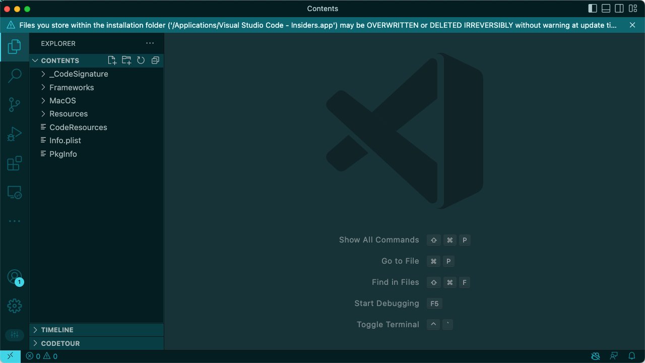 Visual Studio Code on Twitter: "In other news, if you edit files inside of  the VS Code application folder (this happens more than you would think),  you now get a warning that
