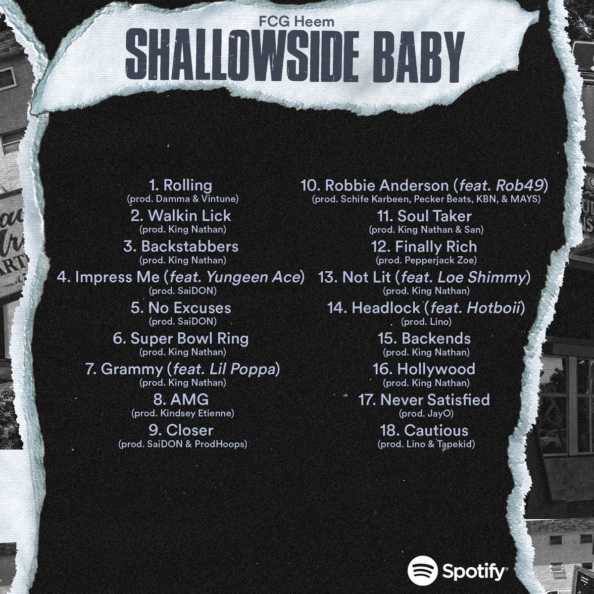 RapCaviar's tweet photo. Peep the features and producers on @FCGHEEM’s ShallowSide Baby mixtape coming to Spotify this Friday ☔️ https://t.co/HN05C4YA6c