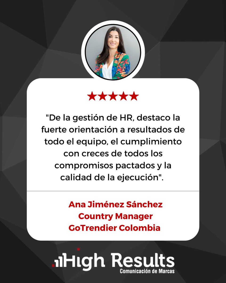 HighResultsSAS's tweet photo. ¿Qué dicen nuestros clientes? 

Hoy les presentamos a @GoTrendierco uno de nuestros #ClientesRelevantes quien nos comparte su experiencia acerca de la gestión en #PR y #RRPP con #HighResults. 

🚀¡Impulsa tu marca ahora! 

¡Contáctanos! https://t.co/J0aOa502bV https://t.co/72Ey1ApUm4