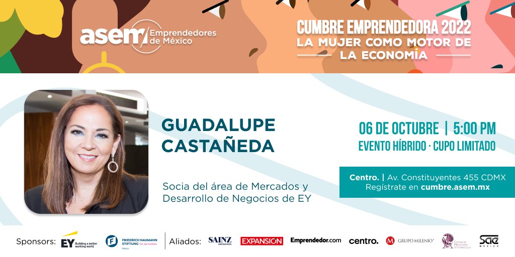 Durante la Cumbre Emprendedora 2022 de <a href="/ASEM_Socios/">ASEM - Asociación de Emprendedores de México</a>, estaré moderando el panel “El rol de los organismos empresariales en el desarrollo económico".
No faltes al evento que reúne a referentes del emprendimiento y desarrollo empresarial en 🇲🇽
Regístrate en👉cumbre.asem.mx