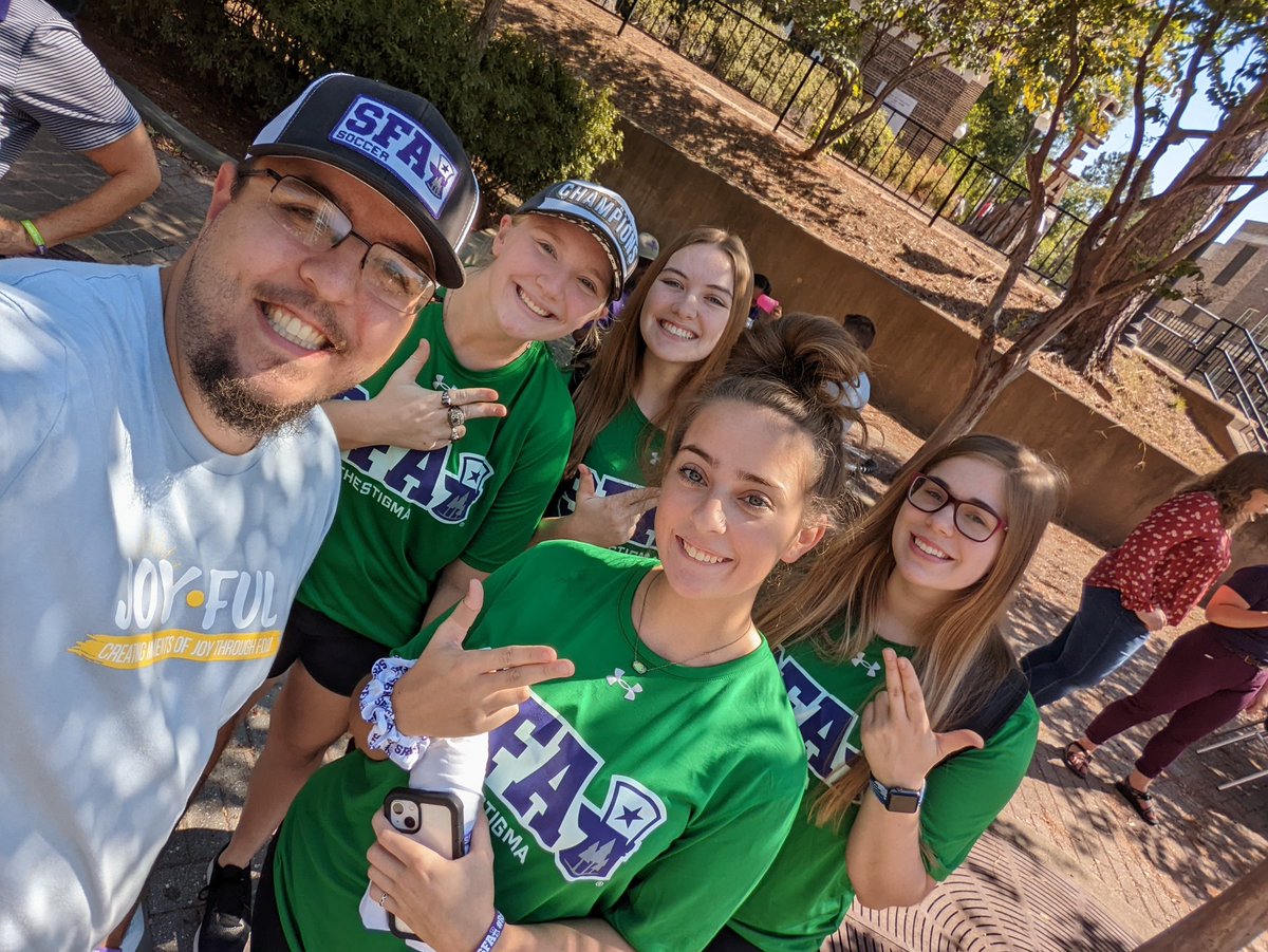 LumberjackKB's tweet photo. Getting ready for Spirit Rally with @SFA_Bowling #AxeEm #AxeTheStigma https://t.co/TXOLGOY9xT