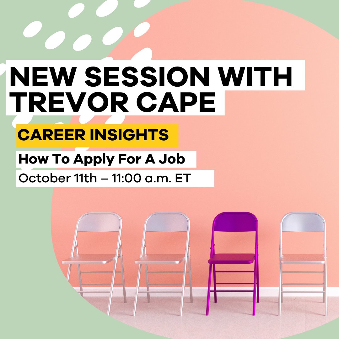 INCOMING! 💥
October 11th – How To Apply For A Job

Win the trust to get the work. Gather insights on how to present your promise and accomplishments. Gather wise answers for challenging questions and get in the zone. 💼✅

REGISTER: us02web.zoom.us/meeting/regist…