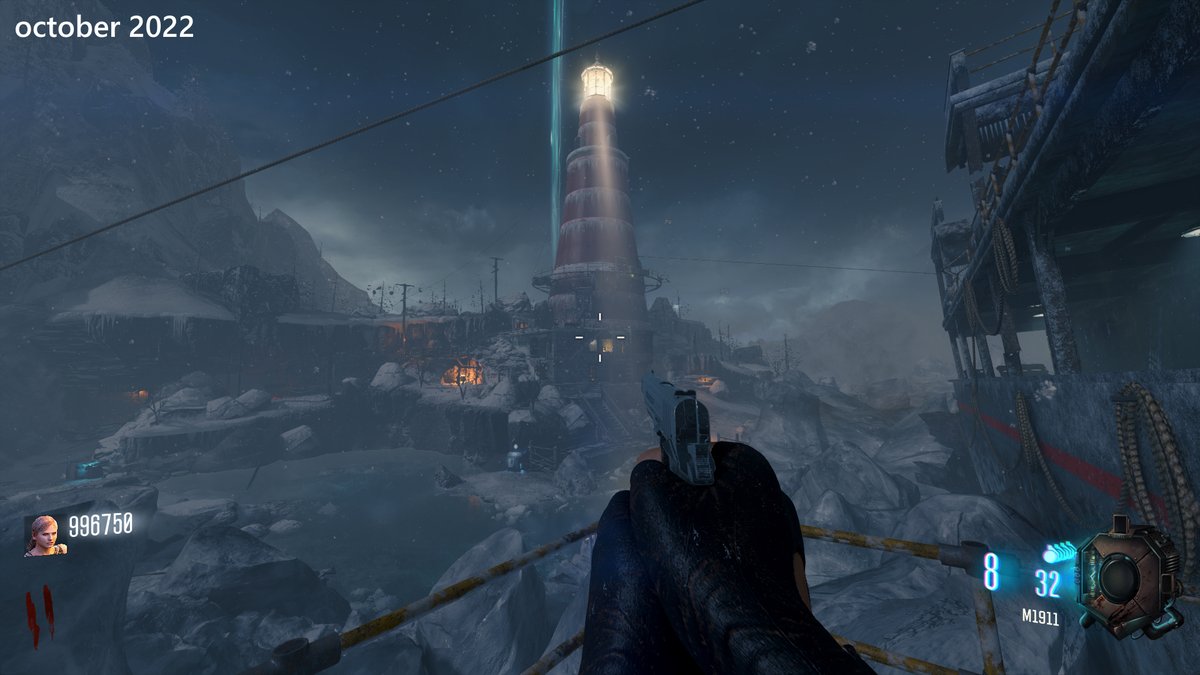 copforthat's tweet image. here's a pic of what the map looked like 4 months ago vs what it looks like today, still working on it!
#COTDR #callofduty #modtools #codzombies