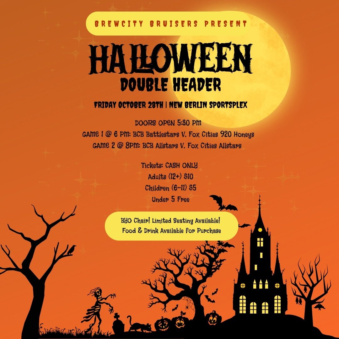 Hey #Milwaukee! We've got a double header in Oct. 28th! Come have a spooky halloween with us and watch some cool derby with <a href="/thefcrd/">FoxCitiesRollerDerby</a>