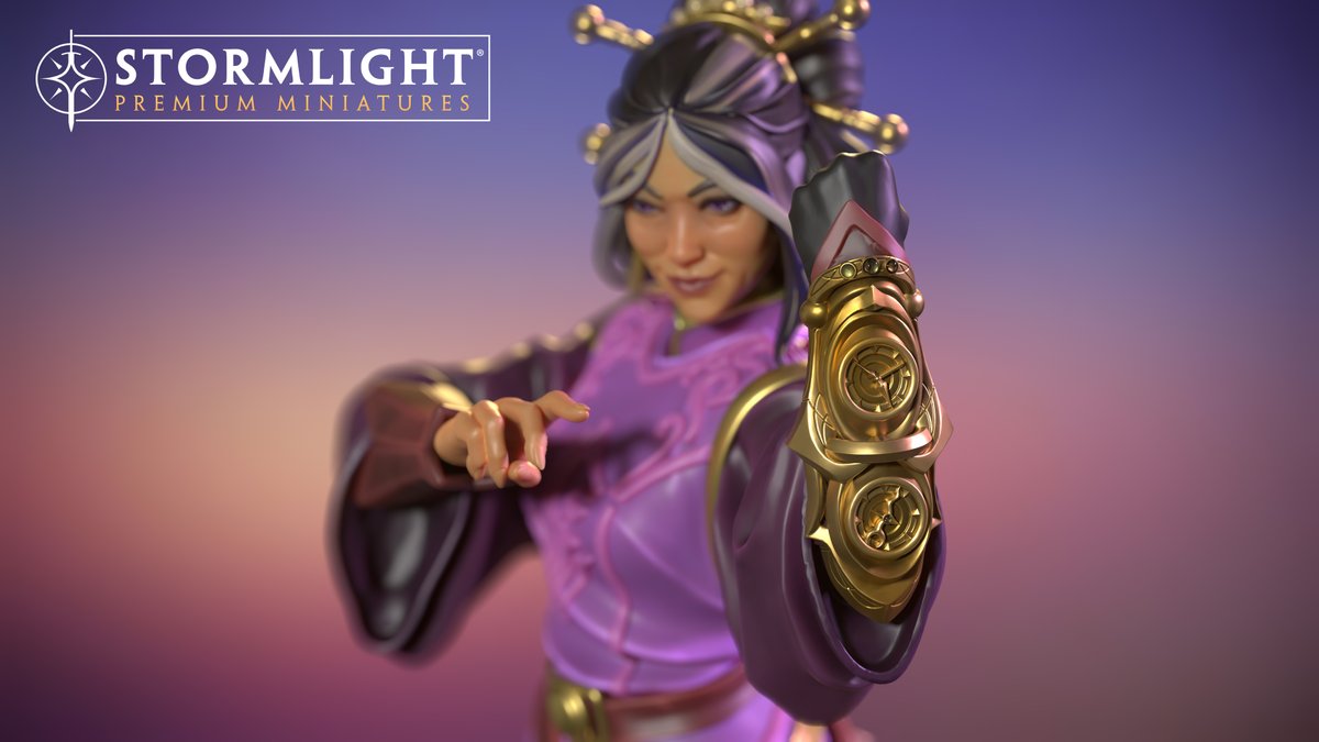 bwisegames's tweet photo. Today's #Stormlight miniatures update will include a closer look at #Navani! Here's a sneak peek.
Her vambrace is slightly simplified compared to the canon schematics, but we think it does a pretty great job of capturing an elegant fabrial designed by a master artifabrian. https://t.co/oHfub3LZVn