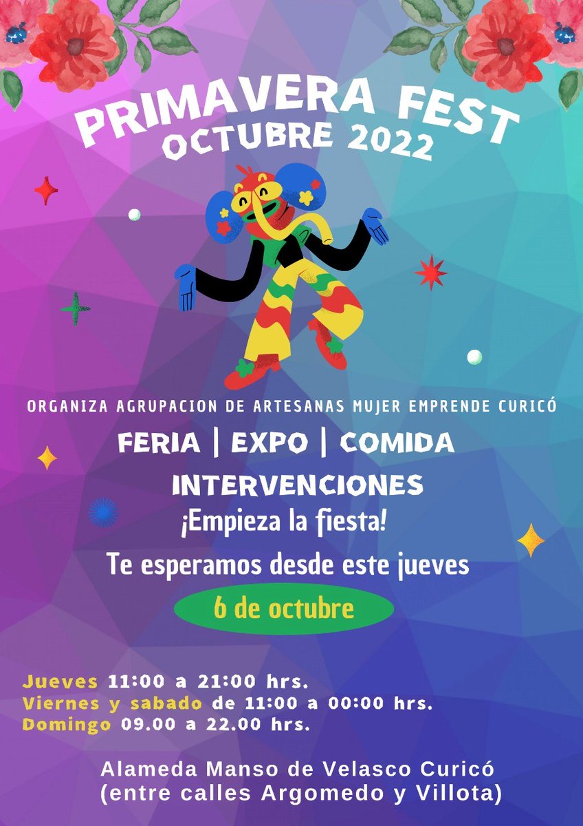 FOSIS_Maule's tweet photo. #PrimaveraFest reúne a los mejores emprendimientos en la Alameda de #Curicó
Desde hoy y hasta este domingo los invitamos a visitar y recorrer esta hermosa e innovadora feria montada en la Alameda de Curicó -entre Argomedo y Villota- por la agrupación local #MujerEmprende https://t.co/bwusMtG8FG
