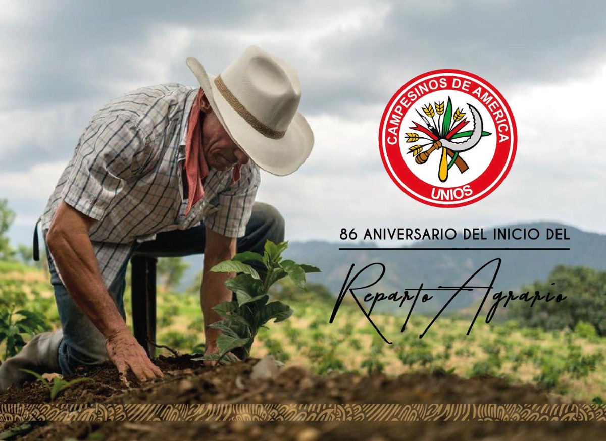 Conmemoramos el '86 Aniversario del Inicio del Reparto Agrario' y con esto, el inicio de una sociedad rural más equitativa, con progreso económico en las zonas agrícolas. El reparto de las tierras fue un acto de justicia que elevó el bienestar de los campesinos #cncdgo #SomosCNC