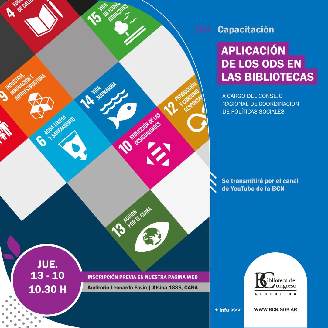 IFLALAC's tweet photo. #Capacitación 
🌎“Aplicación de los ODS en las bibliotecas” 

 🗓Jueves 13 de octubre, 10.30 h (ARG) 

🔹Modalidad: virtual o presencial 

💻Inscripción https://t.co/gp4HOR1WMs

🔺Transmisión en vivo https://t.co/7IzbSmnvws

👉Se otorgarán certificados de asistencia 

#Agenda2030 https://t.co/w6c3uhuNUk