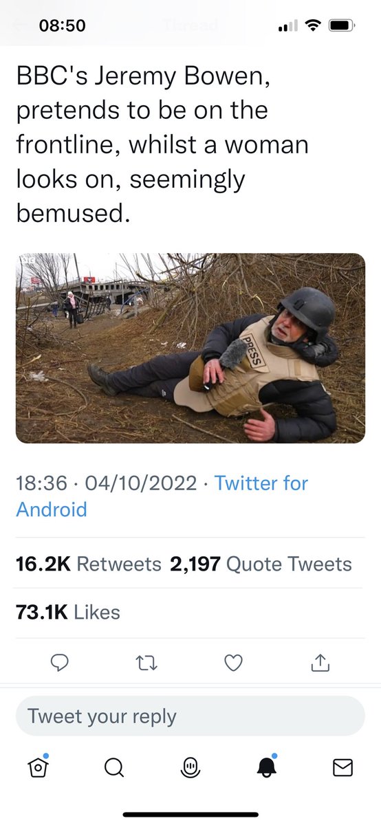 This malicious tweet and others like it allege that I faked a piece to camera in Ukraine in March. The allegations are utterly false, #fakenews. Insult me if you want. Don’t insult thousands of civilians fleeing over Irpin bridge into Kyiv from Russian shelling and war crimes.