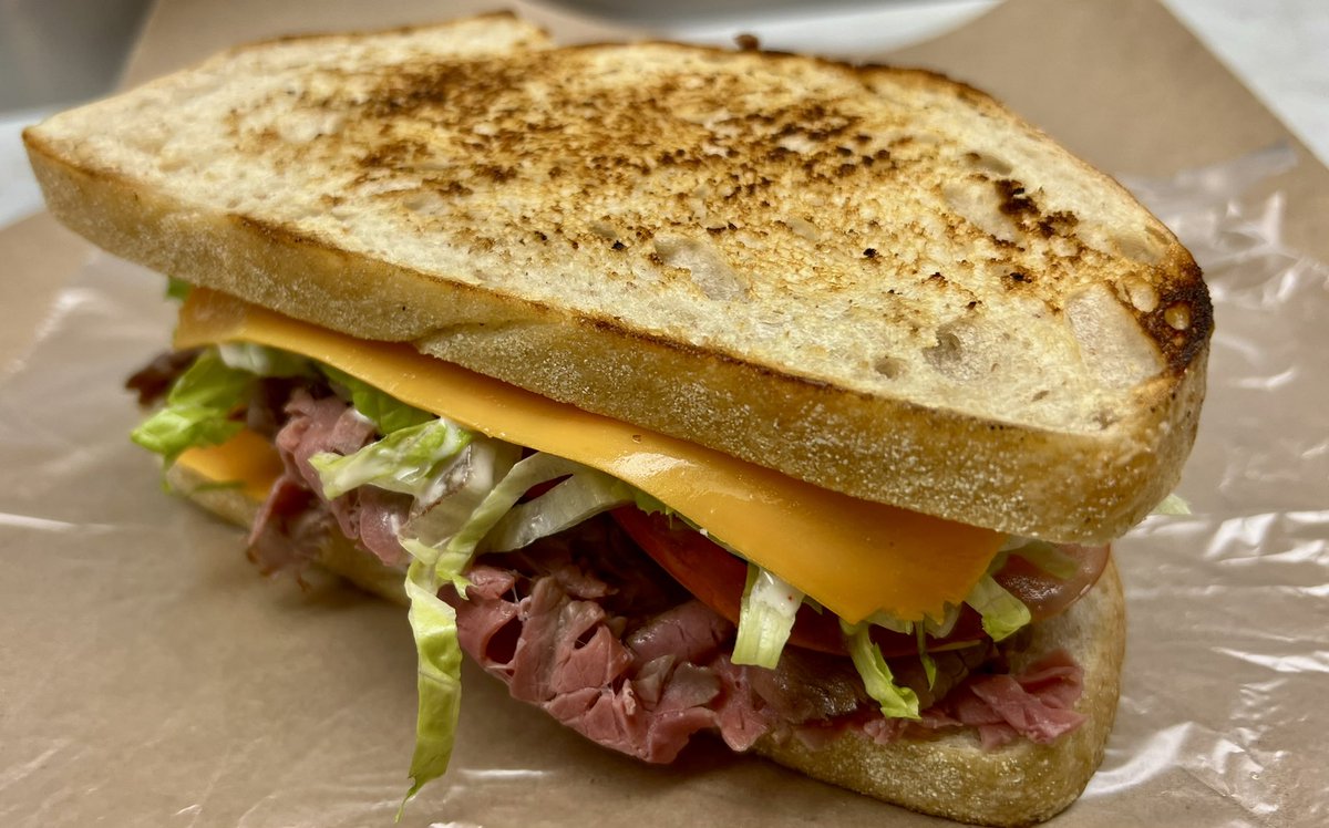 The Big Jim <a href="/daveyhubb/">Chef Dave</a> roast beef, sharp cheddar, lettuce, tomato, sourdough and horseradish sauce! #sandwich #chef #meats #PrimeBeef