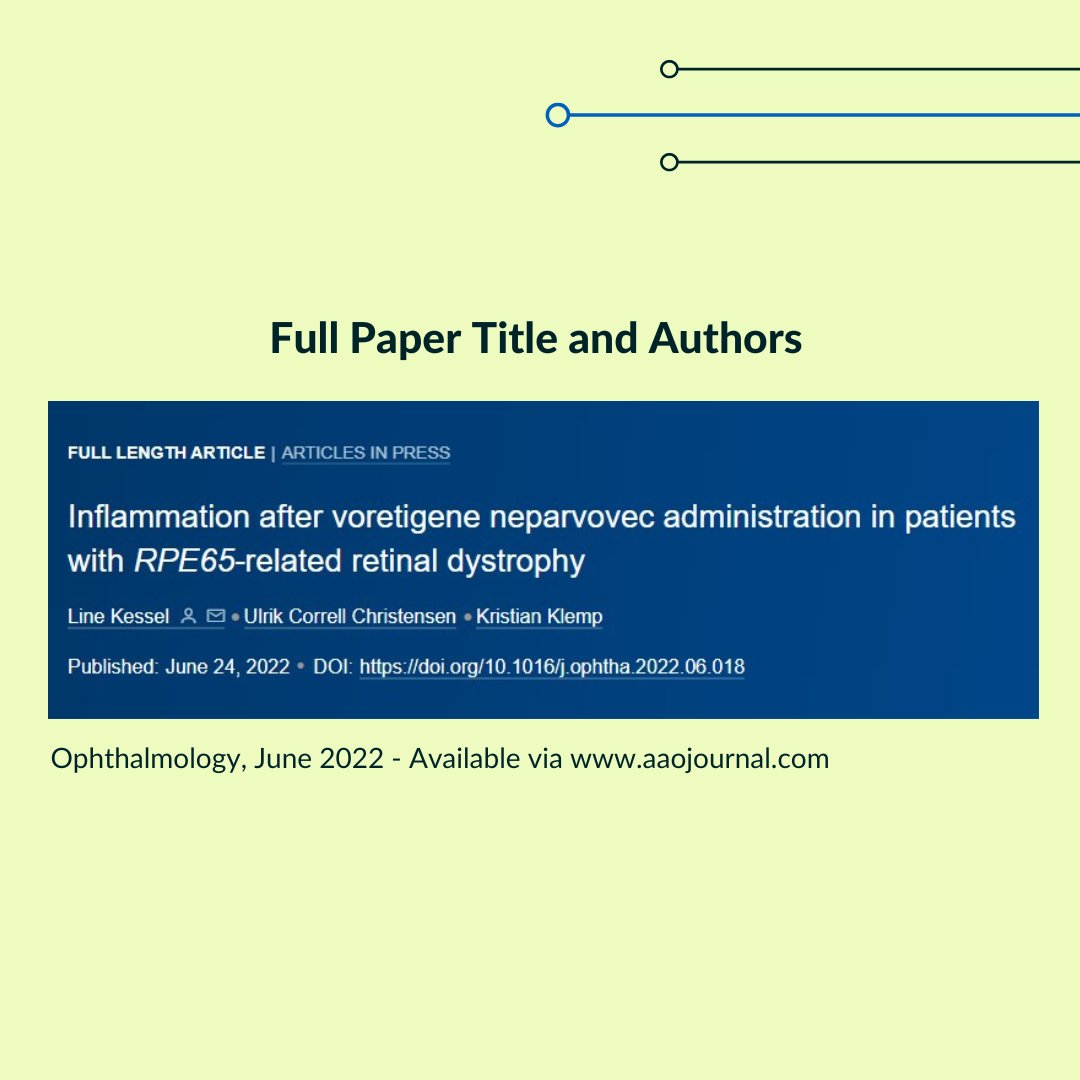 Inflammation after voretigene neparvovec administration in patients with RPE65-related retinal dystrophy linkinghub.elsevier.com/retrieve/pii/S… #retinaldystrophy #eyeinflammation #ocularinflammation #genetherapy #voretigeneneparvovec