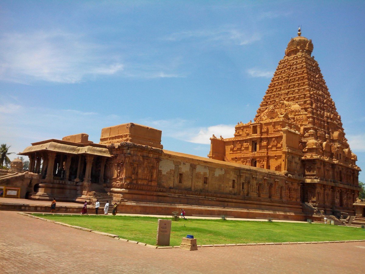 1) Brihadishvara Temple of Thanjavur in Tamil Nadu was built by Raja Raja Chola.

It is a Hindu Temple dedicated to Lord Shiva.
