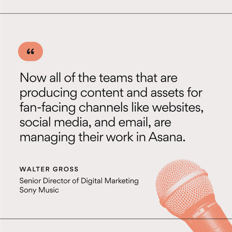 asana's tweet photo. 🎵 @SonyMusic's catalogue division within Legacy Recordings is dedicated to connecting fans with their favorite artists through engaging campaigns. #WithAsana, they leveled up their creative process giving fans even more access to their favorite artists. Learn more: