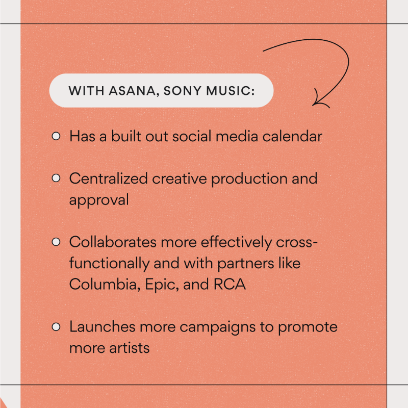 asana's tweet photo. 🎵 @SonyMusic's catalogue division within Legacy Recordings is dedicated to connecting fans with their favorite artists through engaging campaigns. #WithAsana, they leveled up their creative process giving fans even more access to their favorite artists. Learn more: