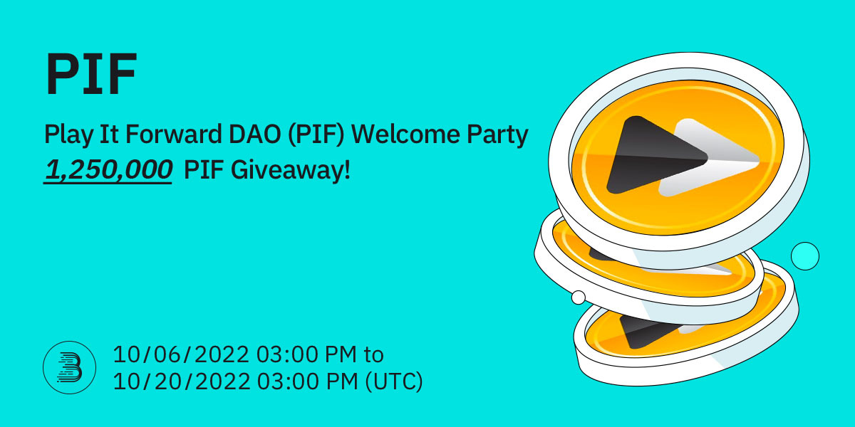 BitMartExchange's tweet photo. 🎉 @PIF_DAO primarily listed on BitMart on Oct 6, 2022! To celebrate the listing of $PIF, we are giving away a total of 1,250,000 PIF in Welcome Party Events!

💰1,250,000 $PIF in rewards, exclusive to BitMart users!

👉Details: https://t.co/uhJrPhRER4 https://t.co/0D8VvBsWyh
