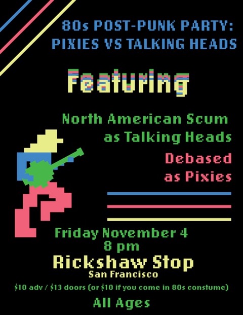 🚨 ROUND TWO 🚨 80's POST PUNK PARTY 🤘: PIXIES (<a href="/Pixiesofficial/">Pixies</a>) 🧚‍♂️ VS TALKING HEADS🗣PERFORMANCES BY NORTH AMERICAN SCUM (<a href="/NAScum/">North American Scum</a>) AS TALKING HEADS 🎸 &amp; DEBASED AS PIXIES 🥁 ON FRIDAY, NOVEMBER 4TH AT 8PM 🗓 TICKETS ON SALE NOW 📣 DON'T MISS OUT❗️

🔗: wl.seetickets.us/event/80s-Post…