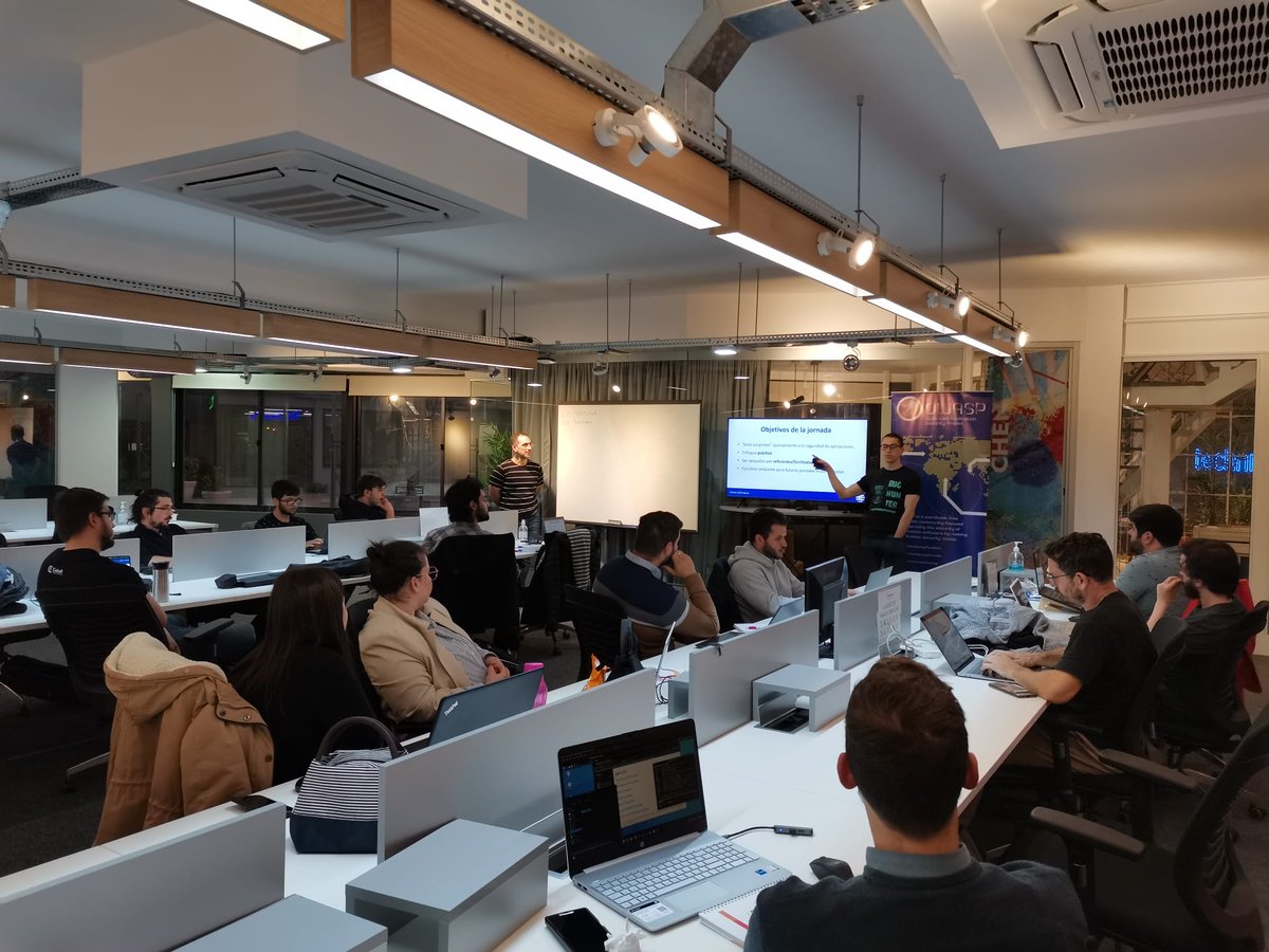 owasp_uy's tweet photo. Algunas fotos del evento de hoy en @TechnisysU. Mucha participación nueva y buena onda como siempre.

En unas semanas publicamos el anuncio de la jornada de noviembre para los interesados en incursionar en seguridad de aplicaciones😎

#OWASP #AppSec https://t.co/PNqwisqKo2