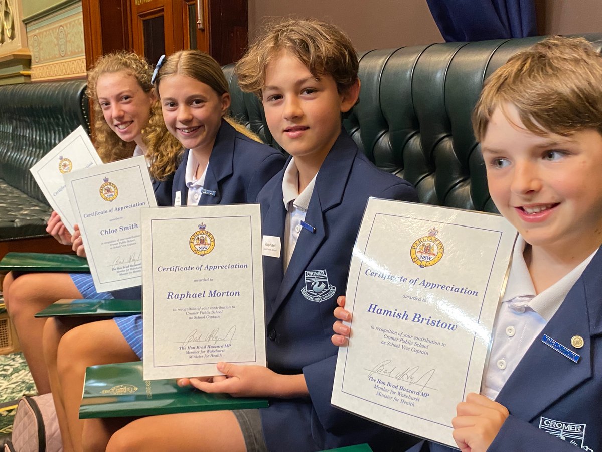 CromerPublic's tweet photo. A wonderful NSW Parliament tour and ‘leaders’ morning tea with Brad Hazzard today! https://t.co/sSfyqjX9X5