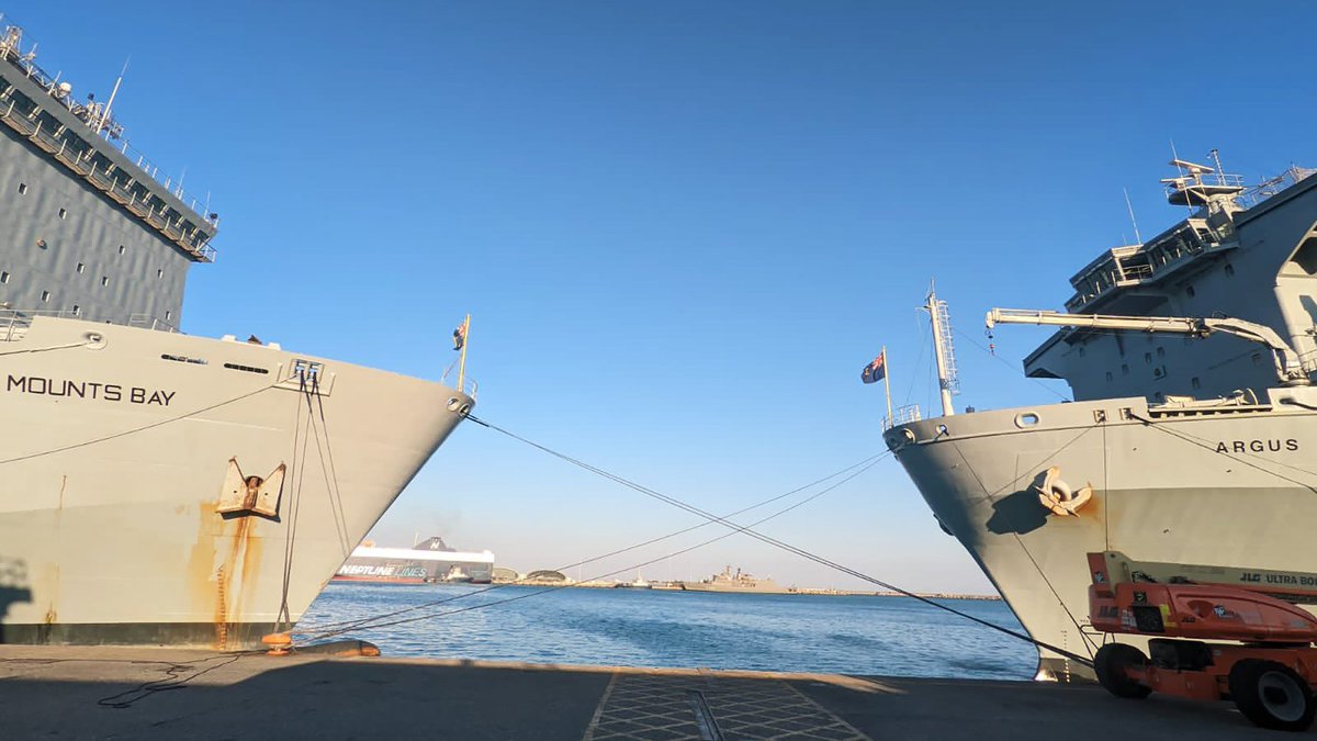 For this unit, five years summed up in one photo.  Our friends on <a href="/RFAMountsBay/">RFA Mounts Bay</a> and <a href="/RFAArgus/">RFA Argus</a> nose to nose today in Cyprus.  If you know, you know.