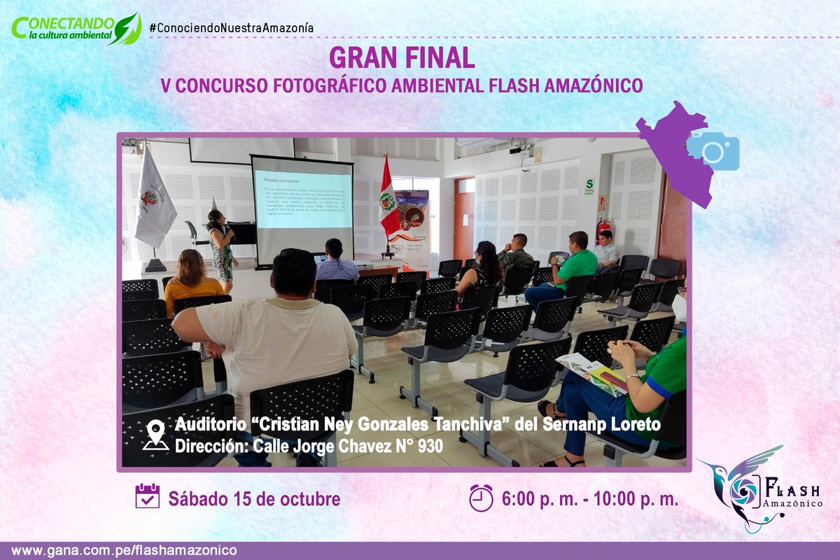 flashamazonico's tweet photo. #FlashAmazónico
#ConcursoFotográficoAmbiental
https://t.co/VP6lOYofDi 📸

✅ Este sábado 15 de octubre conoceremos a la fotografía GANAdora del V Concurso Fotográfico Ambiental Flash Amazónico 📸💜.
✅ Nos encontramos desde las 5:30 p. m. en el auditorio del Sernanp Loreto. https://t.co/dALcaY03jy